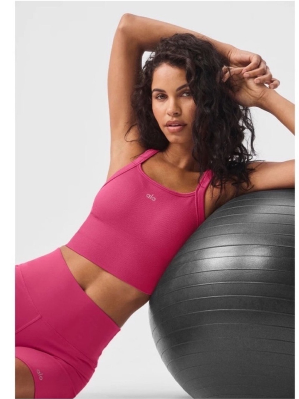 ALO Yoga Seamless Ribbed Favorite Bra Tank Pink Summer